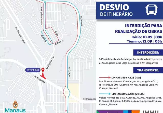 Prefeitura de Manaus interdita um trecho da alça de acesso da avenida Margarita para execução de obra