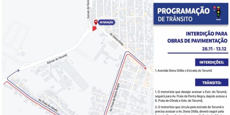 Prefeitura de Manaus interdita o acesso de vias no Tarumã para realização de obras