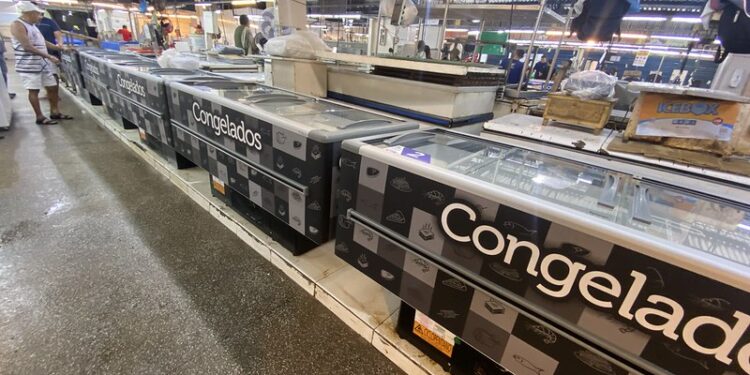 Feirantes da Manaus Moderna trabalham com novos equipamentos doados pela Prefeitura de Manaus